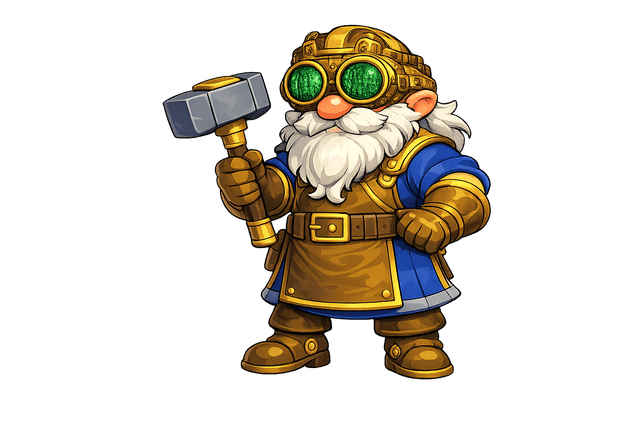 Dwarf engineer encrypting gold