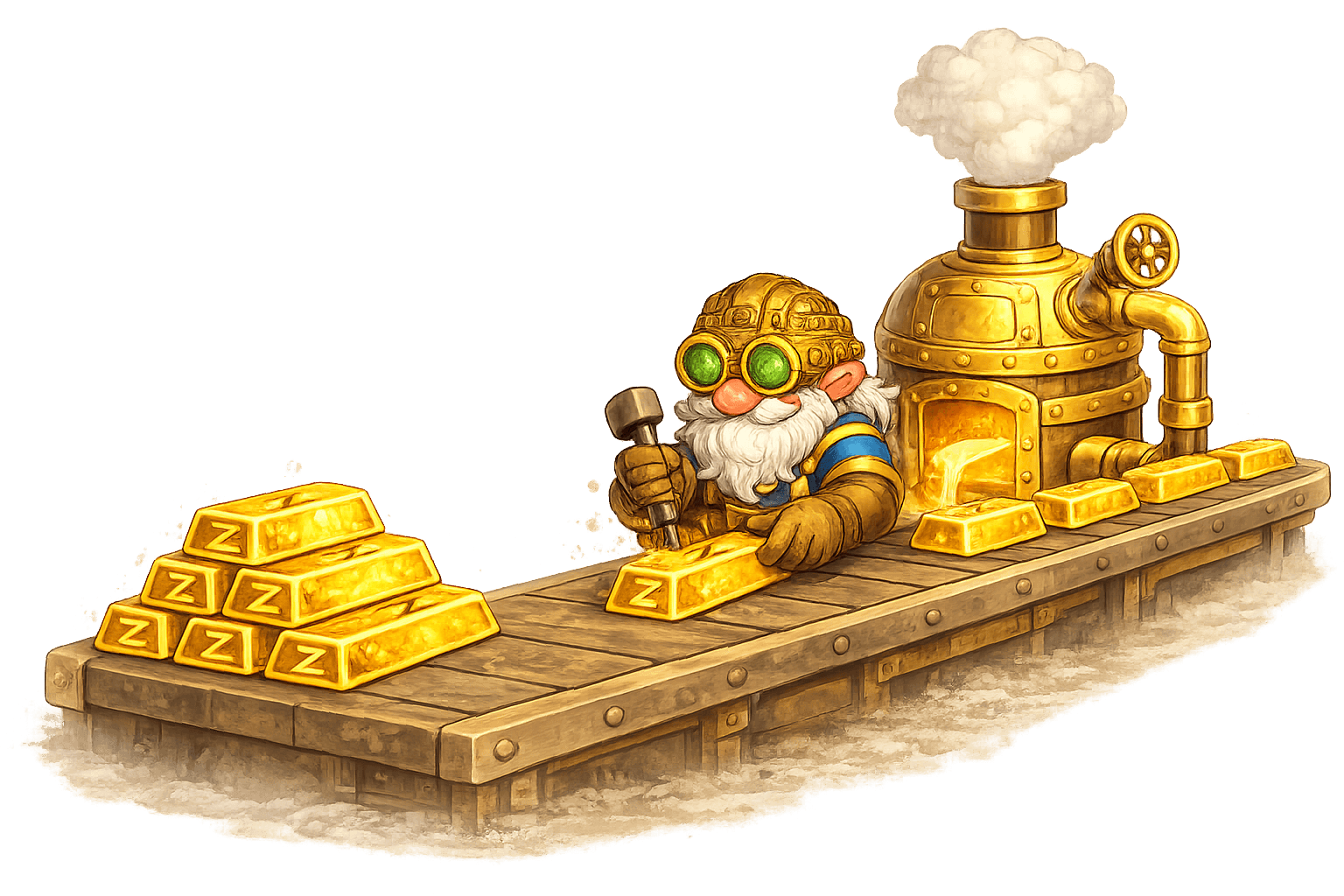 Dwarf guardian encrypting gold